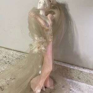 Elegant Pink and Cream Figurine 20”